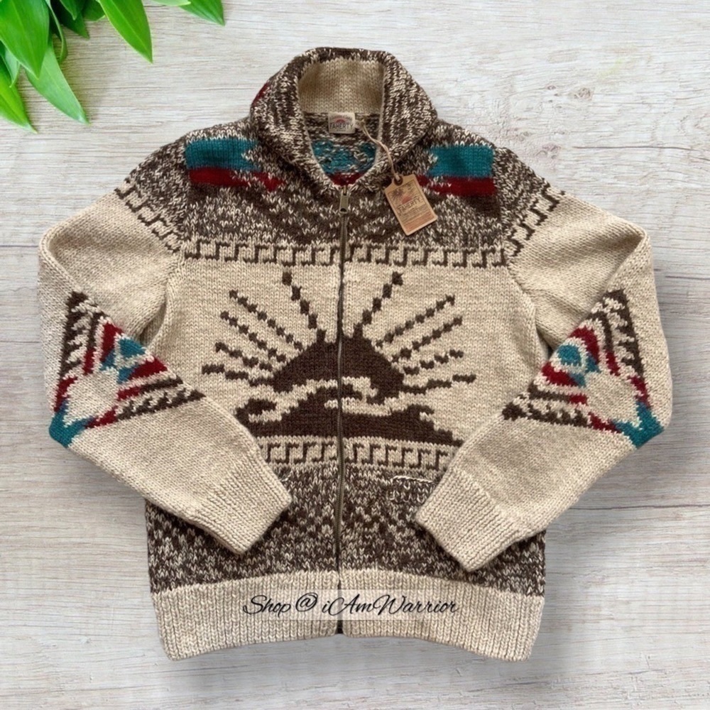 Faherty NWT Peruvian handknit sun & wave cardigan {PRICE FIRM} *shop@iamwarrior - Picture 6 of 12